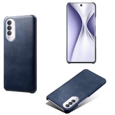 Imagem de Capa para Honor X20 SE 5G,Proteção contra quedas,Casca de volta de cor sólida simples,Design de couro de imitação de plástico-Blue