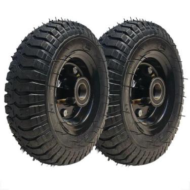 Imagem de Kit 02 Pneus Com roda Rolamento 2.504 Com câmara Carrinho Carga - BUFF