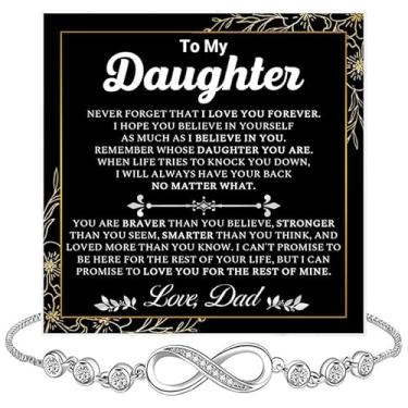 Imagem de SUTERY Colar To My Daughter da Mom and Dad, pingente de zircônia cúbica com cartão de mensagem e caixa de presente, joia de presente para aniversário de filha, formatura, Natal dos pais, Infilnity