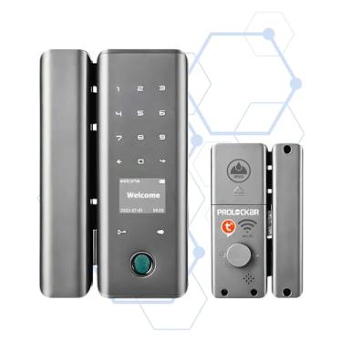 Imagem de ProlockBR® Fechadura Digital Eletrônica B321 IP65 para Porta de Vidro 10-12mm – Wi-Fi 2.4G, Biometria, Senha, Cartão, App Tuya Smart, Chave Física, Sem Maçaneta, à Prova de Sol e Chuva
