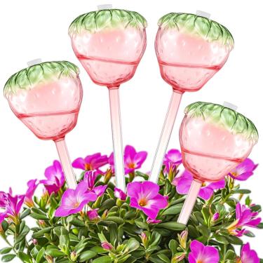 Imagem de Vesici 4 peças de globos de irrigação de morango para plantas, enchimento próprio, plantio de plantas, regador de vidro grande para viagens, férias, plantas internas e externas