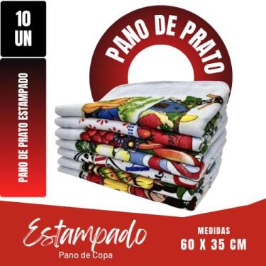 Imagem de Kit Com 10 Pano De Prato - Copa - 60x35cm - Estampado - 100% Algodão -