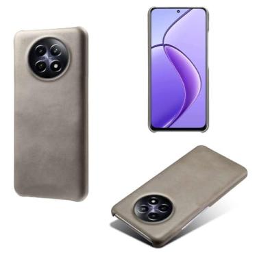 Imagem de Capa para OPPO Realme 12 5G,Proteção contra quedas,Casca de volta de cor sólida simples,Design de couro de imitação de plástico-Gray