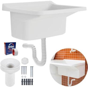 Imagem de Tanque Plástico 40L Lavanderia Branco + Sifão Universal - Astra