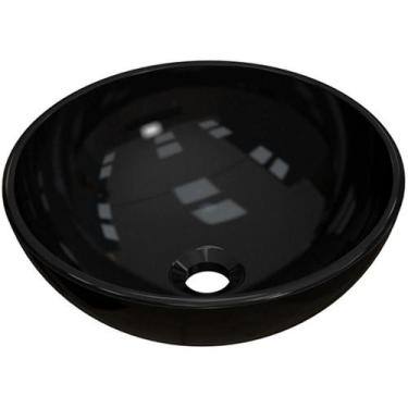 Imagem de Cuba De Apoio Redonda C01 Para Banheiro R30W Preto Brilho - LYAM DECOR