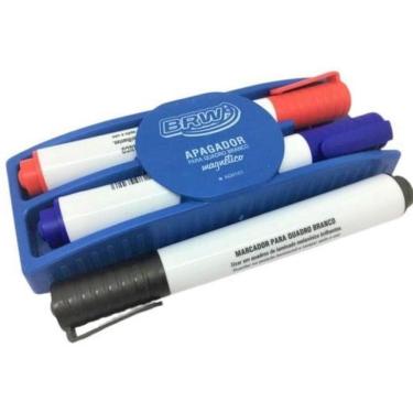Imagem de Kit 3 Marcadores Para Quadro Branco + Apagador Magnético