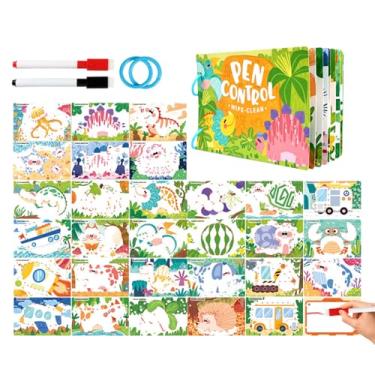 Imagem de Cartões De Treino De Controlo Da,Brinquedo Para Desenvolvimento De Habilidades Motoras Finas - Brinquedo De Cartas De Treino De Caligrafia E Controlo De - Para Meninos E Meninas De 2 A 6 Anos Bebé Ja