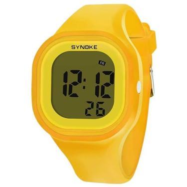 Imagem de Gosasa Relógios esportivos digitais masculinos e femininos LED Electron 50 m à prova d'água luminoso relógio de silicone, Amarelo, Digital, movimento de quartzo