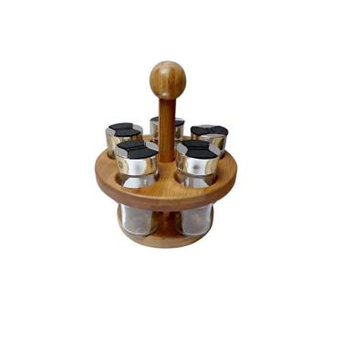 Imagem de Porta Condimentos 5 Potes E Suporte De Bambu Dynasty