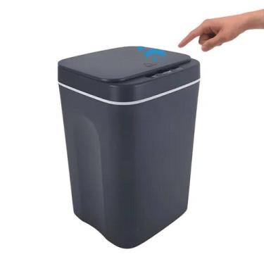 Imagem de Lixeira Automática Cesto Lixo Inteligente 12l Tampa Sensor Movimento Design Moderno Cinza