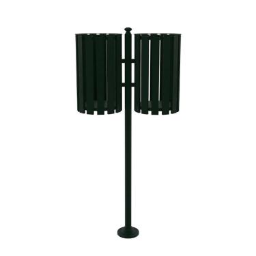 Imagem de Lixeira de Rua Pátios Parques Dupla Tubular Verde 151cm