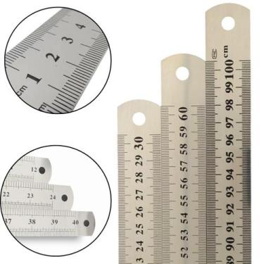 Imagem de Kit Régua Aço Inox Metal 30cm/60cm/100cm Patchwork Scrapbook - Berto A