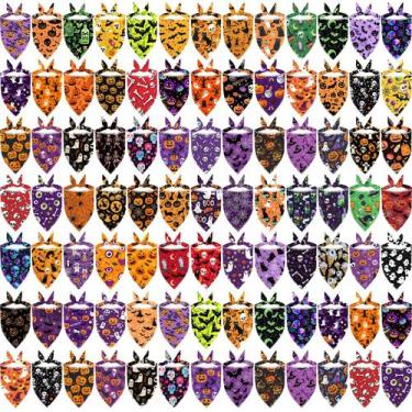 Imagem de Bandanas para cães XPUDAC Halloween 100 peças laváveis para cães