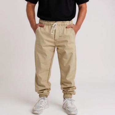 Imagem de Calça Infantil Jeans Jogger Masculina Menino Com Punho - Volgue, Bege,