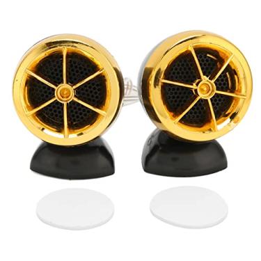 Imagem de GLOGLOW Alto-falante de carro, tweeter cúpula som claro alta sensibilidade 1200 W leve de alto desempenho universal para sistemas de áudio (dourado)