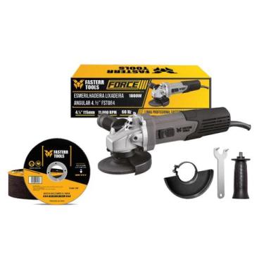Imagem de Esmerilhadeira Angular 1000W Fasterr Force com kit 100 discos de corte