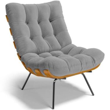 Imagem de Poltrona Decorativa Sala De Estar Costela L02 Bouclê Cinza - Lyam Deco
