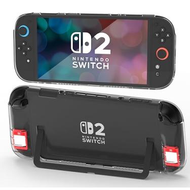 Imagem de TIKOdirect Clear Case for Nintendo Switch 2 with Built-in 2 Game Card Slots, Ergonomic Grip Design, Soft TPU Slim Cover, Shock-Absorption and Anti-Scratch Protective Case for Switch 2, Clear