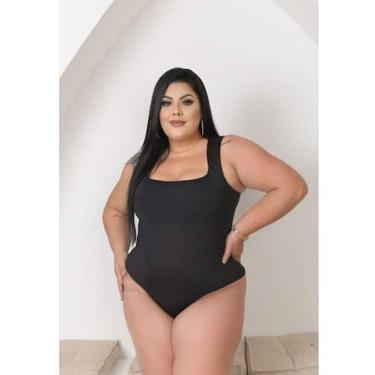 Imagem de Body Plus Size Regata Decote Quadrado com Fecho - luh may, Preto, G2