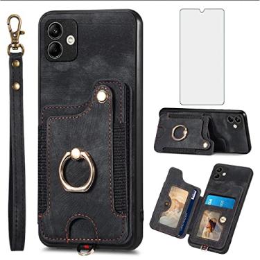Imagem de Asuwish Capa de telefone para Samsung Galaxy A04 capa carteira com protetor de tela de vidro temperado e alça de pulso RFID suporte de cartão de crédito anel acessórios para celular Ao4 A 04 4G menina
