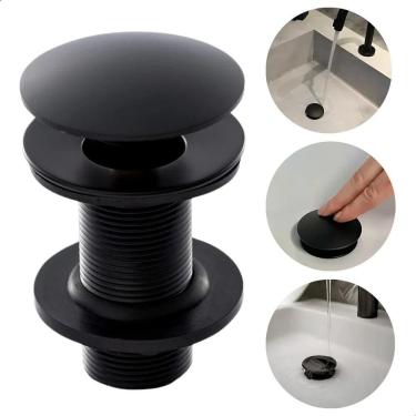 Imagem de 2X Válvula Ralo Click Preto Fosco Inteligente 7/8 Bancadas