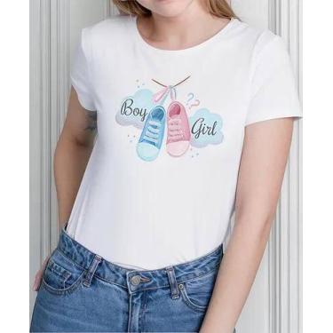Imagem de Camiseta Camisa Adulto Feminina Masculina Algodão Chá Revelação Boy ou