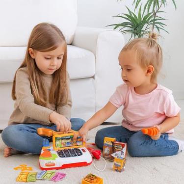 Imagem de Brinquedo Mini Caixa Registradora Infantil Mercadinho Com Luz E Som - 