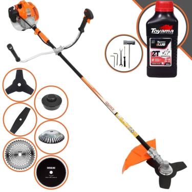 Imagem de Roçadeira Cortador de Grama À Gasolina Vulcan VR520H 52cc 2,5HP 10.000rpm Completo Com Kit 4 Lâminas + Carretel Nylon + Escova de Aço + ÓLEO TOYAMA 2T