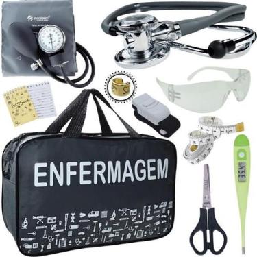 Imagem de Kit Bolsa Aparelho de Pressão Esfigmomanômetro Enfermagem Incoterm, Ci