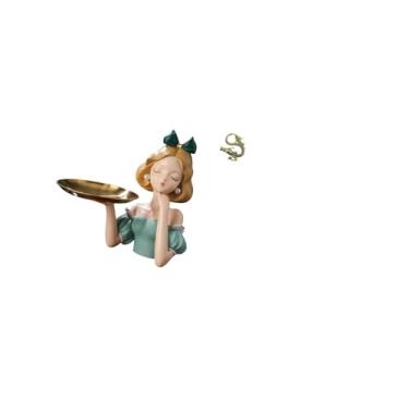 Imagem de Fenteer Estátua de Princesa de Resina de Arte Moderna, Porta-chaves, Bandeja, Ornamento Multiuso para Armazenamento de Doces, Decoração para Sala de Estar, Qu