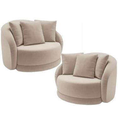 Imagem de Kit 02 Poltronas Decorativa Para Sala De Estar Base Giratória Witta M0