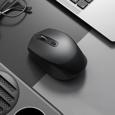 Imagem de Mouse sem fio, 2,4 GHz com mini receptor USB e BT 5.2, mouse silencioso para computador, rastreamento óptico de 1600 DPI, compatível com Windows, Chromebook, Mac, laptop, tablets, preto (pilhas não