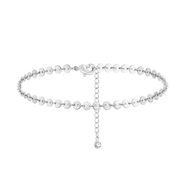 Imagem de Tornozeleira feminina com disco prateado