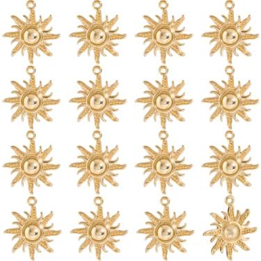 Imagem de Beebeecraft 1 caixa, 16 peças, pingentes de sol, latão banhado a ouro 18 K, 17,5 x 15,5 x 3 mm, pingentes celestiais pequenos para fazer joias, colar, pulseiras, suprimentos de artesanato DIY