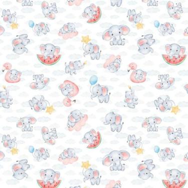 Imagem de Tecido Tricoline Estampa Digital Elefantes Baby - Coleção Doce Infânci