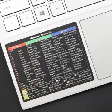 Imagem de 3 adesivos de atalho para Windows/Word/Excel, adesivo de atalho de teclado de guia de referência, folha de atalhos do Excel laminada para qualquer laptop ou desktop e vinil sem resíduo - preto