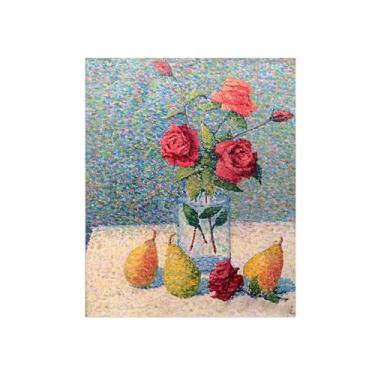 Imagem de Pôster e impressões em tela de flores vintage - reprodução de pintura de arte de parede famosa - natureza morta com rosas - imagens para sala de estar 60 x 75 cm 24 x 29 pol. sem moldura