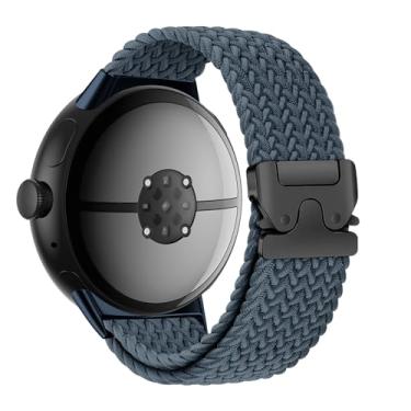 Imagem de Pulseira trançada para Pixel Watch 2 de 41 mm, para Google Pixel Watch/Pixel Watch 3 de 45 mm de 41 mm para homens/mulheres, pulseira esportiva Correa com fivela de paraquedas elástica de nylon