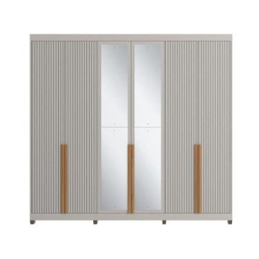 Imagem de Guarda-roupas Casal 6 Portas Com Espelhos Multimóveis Cr35242 Cinza/na