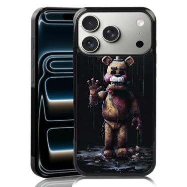 Imagem de MMYAJT Capa de telefone preta fofa FNAF adequada para iPhone 17 Pro Max, capa protetora TPU à prova de choque para iPhone Horror Five Nights Video Game Capa de telefone presente para meninos meninas