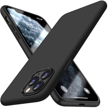 Imagem de Capa compatível com iPhone 11 Pro, capa fina de silicone líquido, capa protetora à prova de choque, capa de telefone com forro de microfibra macia antiarranhões (preto)