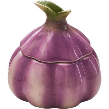 Imagem de Cinzeiro em forma de alho cerâmico com tampa 9,2x4,5cm 300g - yiweisai