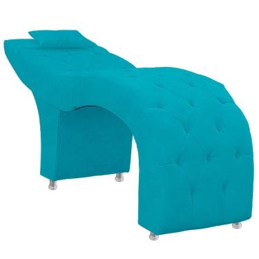 Imagem de Maca Estofada Capitone Julia Para Estetica Facial Sombrancelha E Cilios Suede Cor Azul Claro