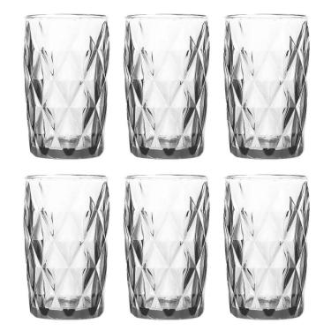 Imagem de Kit 6 Copos Vidro Diamond Transparente 370Ml Grosso Luxe