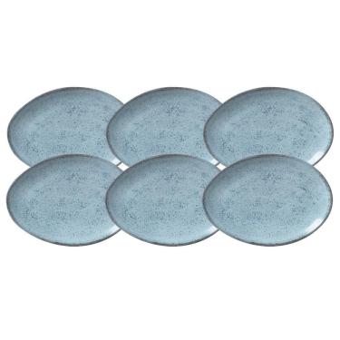 Imagem de Jogo De Pratos Raso 31Cm 6 Peças Oval Orgânico Breeze Azul