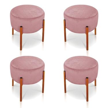 Imagem de Kit 4 Puffs Iron Suede Cobre Rose