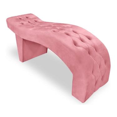Imagem de Maca Estofada Capitonê Clínica Salão Estética Suede Eduarda Cor:rosê