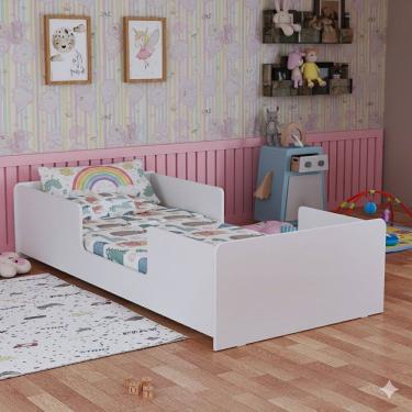 Imagem de Cama Montessoriana Infantil Solteiro Laterais Elevadas Segura Transição Do Berço