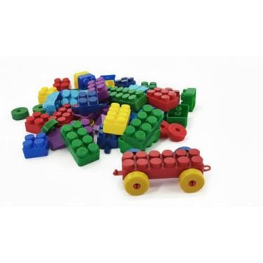 Imagem de Blocos de Montar Magic Block 52 Peças Educativo Infantil Lego Peças Gr