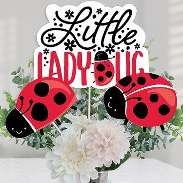 Imagem de Happy Little Ladybug – Bastões de mesa para chá de bebê ou festa de aniversário – Conjunto de 15
